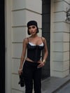 Premium Trend Dantel Detaylı İnce Askılı Agraflı Crop Korse Bluz