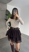 Premium Trend Dantelli Fırfırlı Mini Kemerli Etek