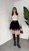 Premium Trend Dantelli Fırfırlı Mini Kemerli Etek