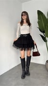 Premium Trend Dantelli Fırfırlı Mini Kemerli Etek