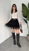 Premium Trend Dantelli Fırfırlı Mini Kemerli Etek