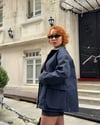 Premium Trend Kadife Yaka Kareli Astar Fermuarlı Trenç Ceket