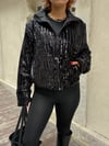 Premium Trend Parlak Pullu Siyah Bomber Ceket