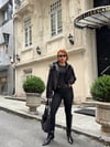 Premium Trend Parlak Pullu Siyah Bomber Ceket