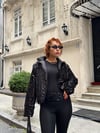 Premium Trend Parlak Pullu Siyah Bomber Ceket