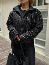 Premium Trend Parlak Pullu Siyah Bomber Ceket
