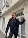 Premium Trend Parlak Pullu Siyah Bomber Ceket