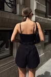 Premium Trend Pileli Siyah Mini Şort