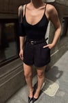 Premium Trend Pileli Siyah Mini Şort