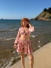 Premium Trend Tasarım Çiçek Desenli Saten Şort-Kimono Takım