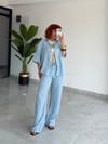 Premium Trend Yazlık İncecik Denim Gömlek-Pantolon 2'li Takım