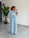 Premium Trend Yazlık İncecik Denim Gömlek-Pantolon 2'li Takım