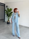Premium Trend Yazlık İncecik Denim Gömlek-Pantolon 2'li Takım