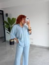 Premium Trend Yazlık İncecik Denim Gömlek-Pantolon 2'li Takım