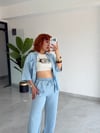 Premium Trend Yazlık İncecik Denim Gömlek-Pantolon 2'li Takım