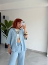 Premium Trend Yazlık İncecik Denim Gömlek-Pantolon 2'li Takım