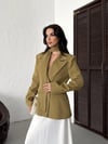 Premium Vatkalı Fularlı Belden Oturtmalı Blazer Ceket Diena