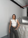 Sırt Dekolteli Crop Kısa Kollu T-shirt Crop Bluz