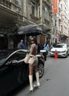 Sırt Dekolteli Leopar Desenli Mini Elbise