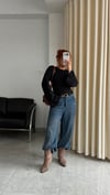 Siyah Trend Korse Detaylı Yarasa Kol Bluz