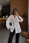 Tasarım Belden Oturtmalı Belden Düğmeli Poplin Gömlek