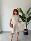 Trend Keten Kısa Kollu Kısa Keten Elbise