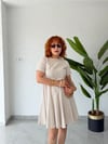 Trend Keten Kısa Kollu Kısa Keten Elbise