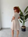 Trend Keten Kısa Kollu Kısa Keten Elbise