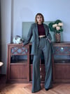 Vatkalı Blazer Daddy Ceket-Pamuklu Pantolon İkili Takım