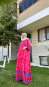 PEMBE VİSKON ELBİSE