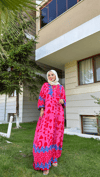 PEMBE VİSKON ELBİSE