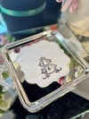 Kişiye Özel MONOGRAM Gümüş Harf Baskılı Keten Damat Kahvesi Mendili Peçetesi