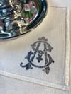 MONOGRAM iki Harf Baskılı Kişiye Özel Gümüş KARE Damat Kahvesi Mendili / Peçetesi