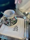 MONOGRAM iki Harf Baskılı Kişiye Özel Gümüş KARE Damat Kahvesi Mendili / Peçetesi