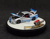 1/64 Nissan Skyline GT-R R34 Z-Tune Silver w/ Blue Strip Luxury Round Stand Ver