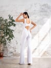 İspanyol Scrunch Butt Jumpsuit Beyaz Renk 1504