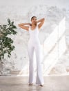 İspanyol Scrunch Butt Jumpsuit Beyaz Renk 1504