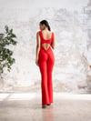 İspanyol Scrunch Butt Jumpsuit Kırmızı Renk 1502