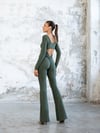 İspanyol Uzun Kollu Scrunch Butt Tulum Haki Renk 3104