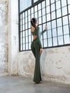 İspanyol Uzun Kollu Scrunch Butt Tulum Haki Renk 3104