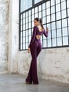 İspanyol Uzun Kollu Scrunch Butt Tulum Mürdüm Renk 3102