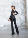 İspanyol Uzun Kollu Scrunch Butt Tulum Siyah Renk 3100
