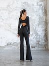 İspanyol Uzun Kollu Scrunch Butt Tulum Siyah Renk 3100