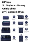 8 PARÇA Premium Lacivert Renk Seyahat Valiz İçi Organizer -Bavul Ambalaj Seti Saklama, Hurç