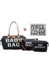 Baby Bag Tasarım 3 Lü Set Siyah Anne Bebek Bakım Ve Kadın Çantası