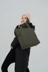 Haki Renk Kabartmalı Puf Kumaş Shopper Çanta
