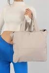 Haki Renk Kabartmalı Puf Kumaş Shopper Çanta