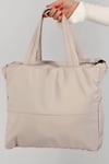 Haki Renk Kabartmalı Puf Kumaş Shopper Çanta