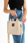 Kadın Siyah Kanvas Çapraz Askılı Mini The Tote Bag El Omuz Çanta