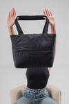Siyah Renk Kabartmalı Puf Kumaş Shopper Çanta
